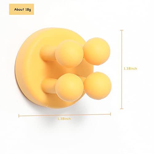 iBetterLife Silicone Toothbrush Shower Holder - 6Pcs Self Adhesive Wall Mounted Single Hook for Hanging Tooth Brushing, Functional Utility Plug Holder for Bathroom Kitchen Living Room Office, Yellow - color: Yellow