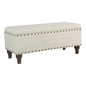 HomePop 42" Storage Bench with Nailhead Trim - Cream - color: Cream