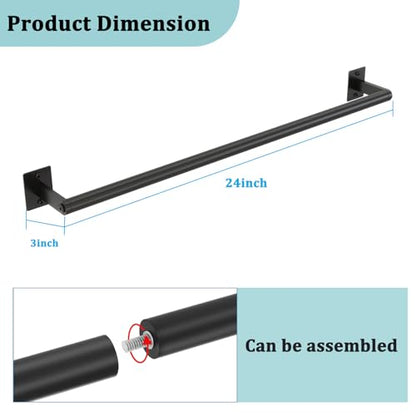 2 Packs 24 Inch Bathroom Towel Bar, Matte Black Towel Racks for Bathroom, JIAPAIDUO Bathroom Towel Rack Wall Mounted, Bath Hand Towel Holder Organizer, Modern Home Decor Towel Rod - size: 24 inch (2 Packs)