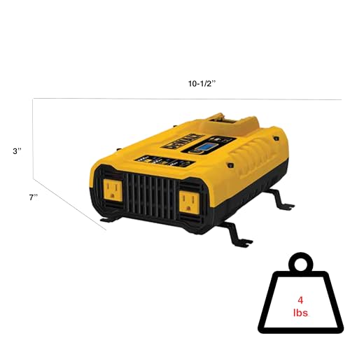 DEWALT DXAEPIP3W 20V, 3-Way Powered (Cables, Battery, DC Plug) 1000 Watt Power Inverter; Dual AC Outlets, 1 USB-A Port, & 1 USB-C 30W Port - size: 1000 Watt