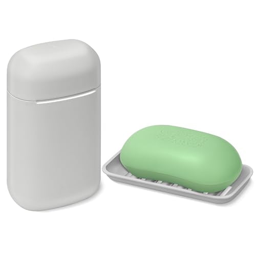 Travel Soap Case soap Holder,Leak Proof Soap Holder with Silicone Sealed lid,Keep Dry with Drainage Tray,Soap Dish for Travel, Gym, Bathroom, Outdoor, Camping, School (Gray) - color: Grey
