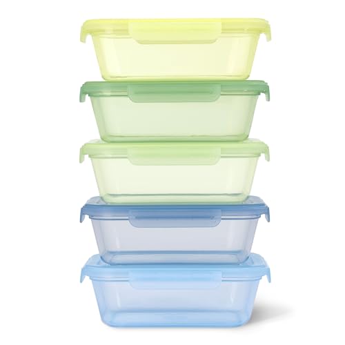 Ello Snap & Nest 10-Piece 4.5 Cup Plastic Meal Prep Set, Reusable Food Containers for Healthy Eating, Freezer, Dishwasher Safe, Seafoam - color: Seafoam, size: Meal Prep