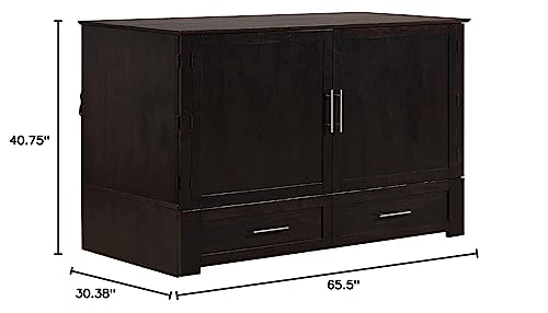 Daily Delight Murphy Cabinet Chest Bed with Charging Station & 6" Memory Foam Mattress, Queen (Java) - color: Java