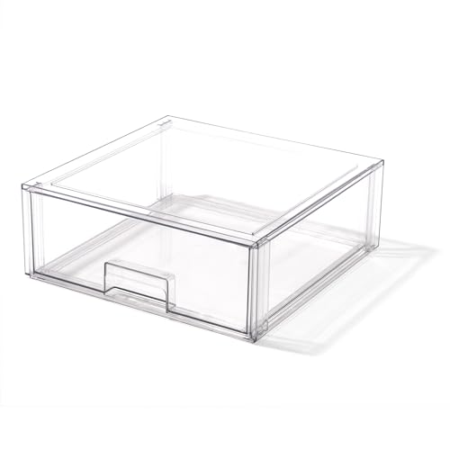 BINO | Stackable Storage Drawers, X-Large - Clear | THE CRATE COLLECTION | Storage Bins With Drawers | Bathroom Organizers | Under Sink Organizer | Vanity Cabinet Home Organization - size: X-Large