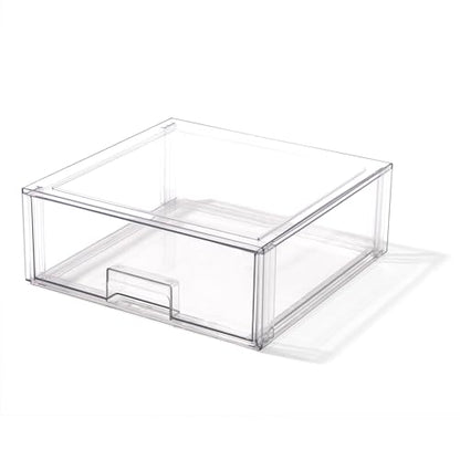 BINO | Stackable Storage Drawers, X-Large - Clear | THE CRATE COLLECTION | Storage Bins With Drawers | Bathroom Organizers | Under Sink Organizer | Vanity Cabinet Home Organization - size: X-Large