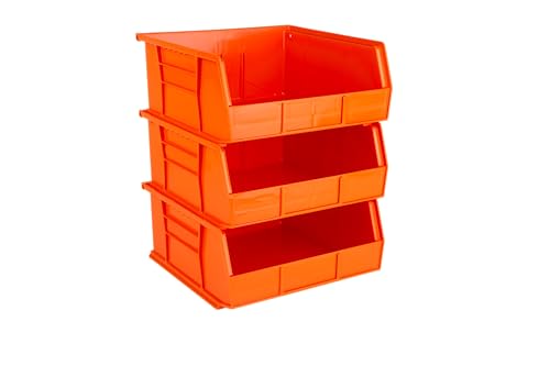 HE HUDSON EXCHANGE 11" x 11" x 5" (3 Pack) Plastic Stackable Storage Bin, Orange - color: Orange, size: 3 Pack
