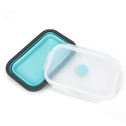 CARTINTS Set of 3 Collapsible Food Storage Containers with Lids, Collapsible Silicone Bowls, Silicone Lunch Containers, For Meal Prep, Camping, Travel, Microwave and Freezer Safe,500ml,Blue - color: Blue