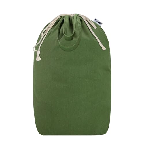 Canvas Laundry Bags with Handles & Square Base 13.8"Wx13.8"Dx27.6"H, Large Heavy Duty Laundry Basket Hamper Liner, College Dorm Washable Drawstring Canvas Dirty Clothes Bag (Army Green) - color: Army Green | Square Base, size: 13.8"Wx13.8"Depthx27.6"H