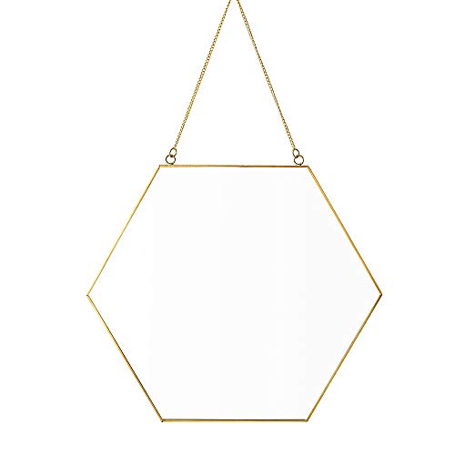Dahey Gold Hexagon Mirror Wall Decor Small Decorative Mirror Hanging Mirrors for Wall Home Bathroom Bedroom Living Room Dorm College Office, 11.81"X10.24", Small, Gold
