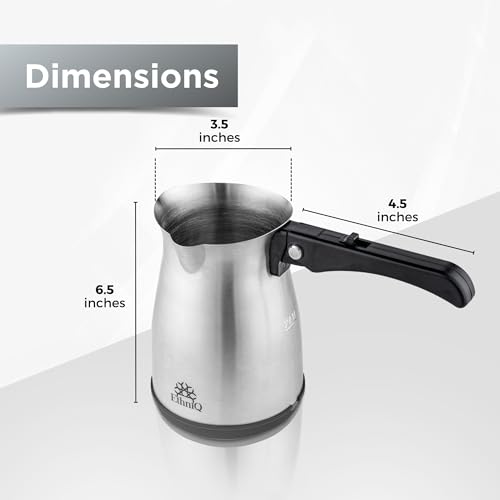 ETHNIQ Turkish Coffee Pot - Stainless Steel, 120V, 1 to 4 Cup Capacity, Coffee Maker with Foldable Handle for Home & Travel & on-off Button (Slow Brew) - color: Slow Brew
