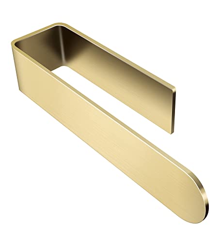 Taozun Towel Holder Gold Hand Towel Rack Adhesive Towel Bar Stick on Towel Ring for Bathroom Wall Kitchen RV, Stainless Steel Brushed Brass Finish - color: Gold, size: 8-inch