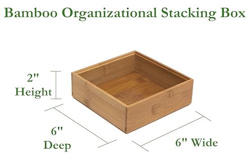 Lipper International 8183S Bamboo Wood Stacking Drawer Organizer Box, 6" x 6" - size: 6" x 6"