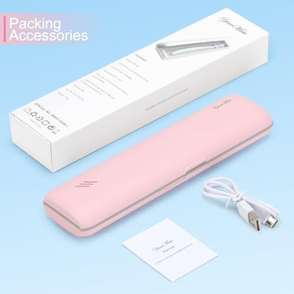 YourMate Toothbrush Sanitizer Case Travel Toothbrush Covers Case for Houshold and Traveling Power by AA Battery or USB-C Pink - color: Pink