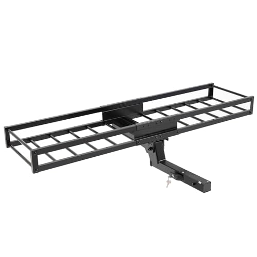 TOOENJOY 59" x 15.5" x 5" Skinny Roof Cargo Carrier Basket, Foldable and Tilting Design, 200 LBS Capacity, Fits 2" Hitch Receiver for SUV Pickup Truck - size: L59 x W15.5 Inch with Hitch