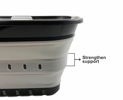 SAMMART 42L (11 gallon) Collapsible Plastic Laundry Basket - Foldable Pop Up Storage Container/Organizer - Space Saving Hamper/Basket (Black/Alloy Grey) - color: Black/Alloy Grey