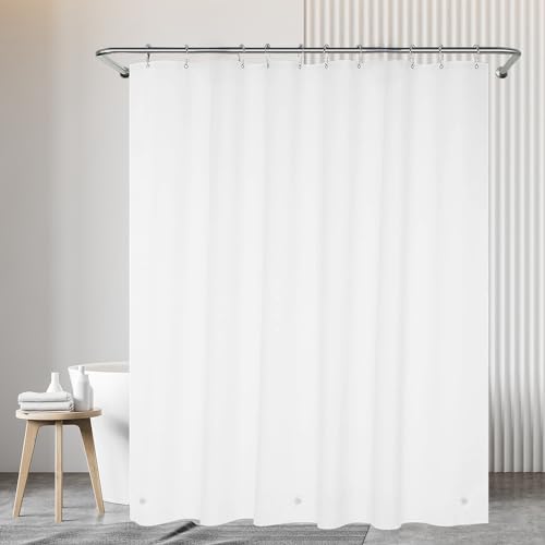 White Stall Shower Curtain Liner 60 x 72 inch Plastic Shower Liner Washable Inside Small Shower Curtain Liner PEVA Shower Curtains for Bathroom with Magnets and Rustproof Metal Grommet Holes - color: Pure White, size: 60"W x 72"L (Pack of 1)