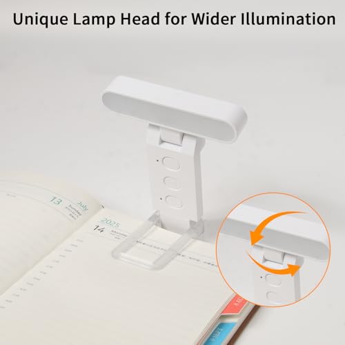 Book Light,USB Rechargeable Clip-On Reading Light,30 Adjustable Modes,Eye-Caring with Timer,Perfect for Book Lovers/Travel (White, Rectangle) - color: White, size: Rectangle