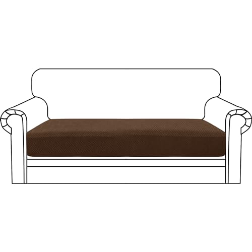ZNSAYOTX Stretch Cushion Covers Sofa Loveseat Cushion Couch Seat Covers Slipcovers Soft Replacement Unique Pattern Furniture Protector with Elastic Bottom (Coffee, 1 Pc 2-Seat Cushion Cover) - color: Coffee, size: 1 Cushion Loveseat