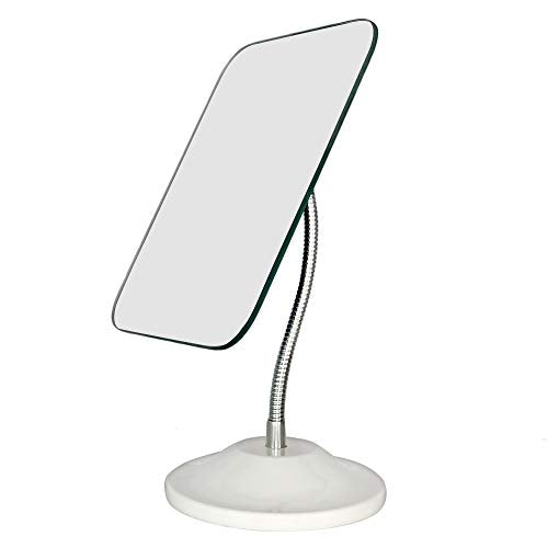 YEAKE Adjustable Flexible Gooseneck Makeup Mirror,360°Rotation Folding Portable Desk Vanity Mirror with Stand Shower Shaving Cosmetic Mirror Square - style: 6.5"L x 5.3"W(Medium)