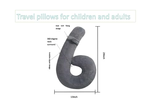 Car Travel Pillow, car Pillow for Kids and Adults, Ergonomic Travel Pillow Providing Neck and Body Support, a Sleep aid, Children's Travel Pillow - Gray - color: Grey
