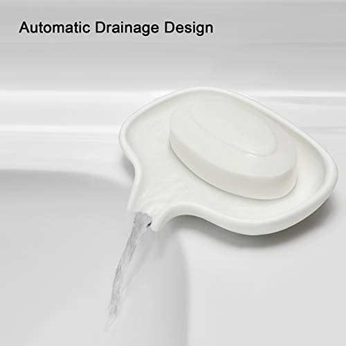 SUBEKYU Silicone Soap Dish for Bathroom,Bar Soap Holder for Shower with Draining Tray, Waterfall Soap Tray for Kitchen Sink, Set of 2 (2 * White) - color: 2 * White