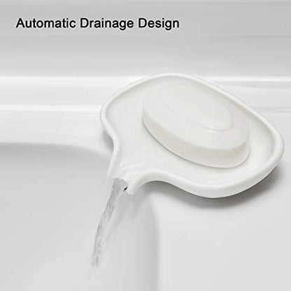 SUBEKYU Silicone Soap Dish for Bathroom,Bar Soap Holder for Shower with Draining Tray, Waterfall Soap Tray for Kitchen Sink, Set of 2 (2 * White) - color: 2 * White