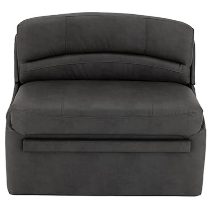 RecPro Charles 44" RV Dinette Booth with Storage | Converts to Bed with Memory Foam (Gunmetal, 1) - color: Gunmetal