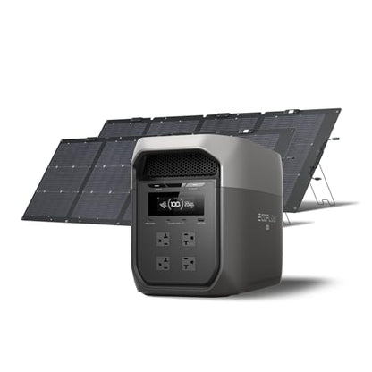EF ECOFLOW Portable Power Station DELTA 3 MAX with 2x220W Solar Panel, 3400W X-Boost Output, Ultra-Fast 0-80% Charging in 1.13 Hr, Home Backup & RV Camping - style: DELTA 3 Max+2*220W Solar Panel