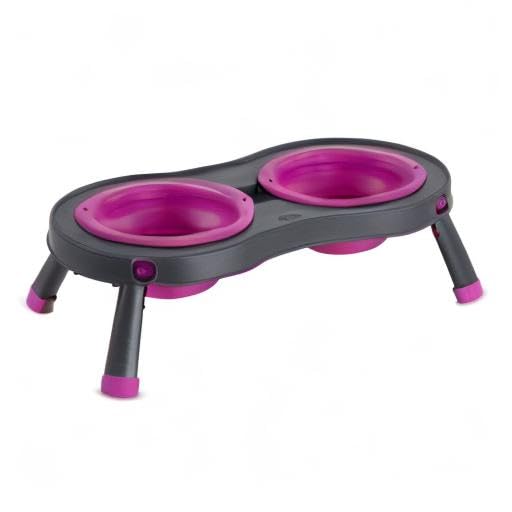 Dexas Pets Double Elevated Pet Feeder, Fuchsia, Small/1 Cup Capacity Bowls (PW1004322405) - color: Fuchsia, size: Small/1 Cup Capacity Bowls