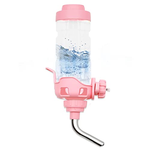 Vannon Dog Water Dispenser for Cage, 34oz Auto Feeding Crate Water Bottle for Dogs, Cats & Rabbits, Pet Nozzle Diameter: 12mm, BPA Free, Pink - color: Pink, size: 34oz