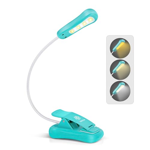 Vekkia Rechargeable Book Light for Reading in Bed, 3 Color x 3 Brightness, Lightweight Reading Light, Up to 70 Hours Lighting, Great for Readers, Travel (Blue) - color: Blue