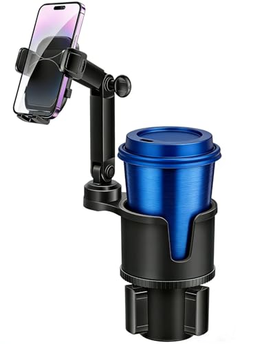 Cup Phone Holders for Your Car, [360°Adjustable] Car Cup Holder Phone Cradle for 2.5-4" Cup Holders-Compatible with iPhone 15/14 Pro, Phone Holder Mount for Truck/SUV| Anti-Slip & No Shake Design - color: black