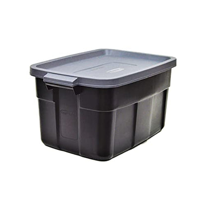 Rubbermaid Garage Storage Bins Black Plastic Stackable Storage with 3-Pack 31 GAL Capacity, Totes for Storage Home Organization Durable - Heavy Duty (31 GAL - 3 Pack Solid Black and Grey) - size: 31 Gal - 3 Pack