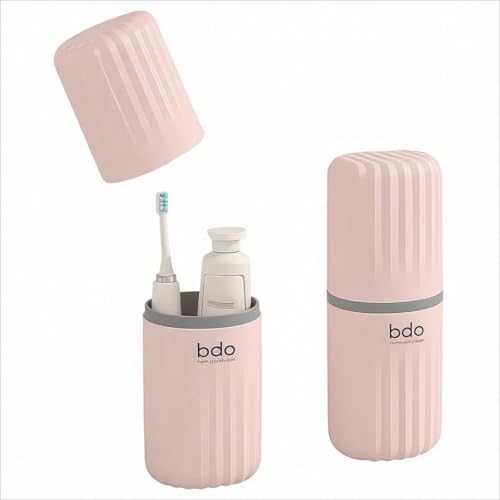 Toothbrush Travel Case Portable Clear Grey Toothbrush Holders with Cover, Leakproof Toothbrush & Toothpaste Holder for Traveling School Camping Business Trip Bathroom - color: 1 Pc-b-pink