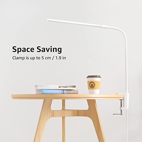 Lepro Small Desk Lamp with Clamp, LED Reading Lamps with 450LM, 3 Color Modes 10 Brightness, Dimmable USB Clip on Desk Light with Gooseneck Swing Arm for Nail, Home Office and Dorm (White) - color: White