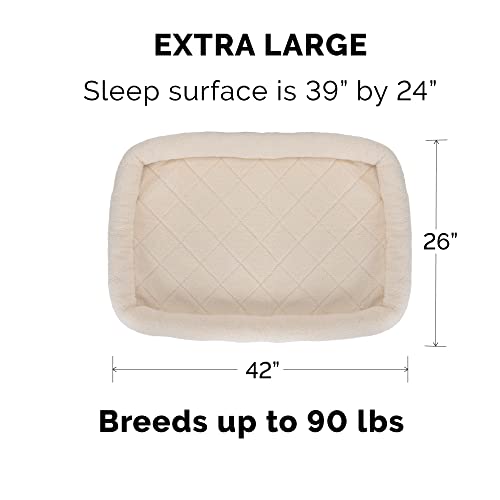 Furhaven Dog Bed for Large Dogs, 100% Washable, Sized to Fit Crates - Sherpa Fleece Bolster Crate Pad - Cream, Extra Large/XL - color: Cream, size: X-Large