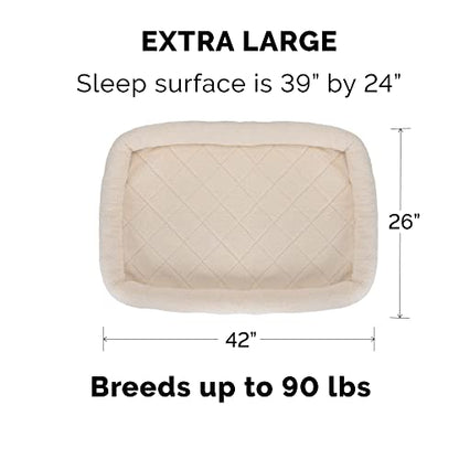 Furhaven Dog Bed for Large Dogs, 100% Washable, Sized to Fit Crates - Sherpa Fleece Bolster Crate Pad - Cream, Extra Large/XL - color: Cream, size: X-Large