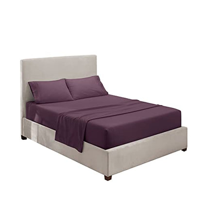 Hearth & Harbor Twin Size Sheets - 3 Piece Bed Sheet Set, Hotel Luxury Double Brushed Bed Sheets - Extra Soft Bedding Sheets & Pillowcases, Twin, Purple - color: Purple, size: Twin