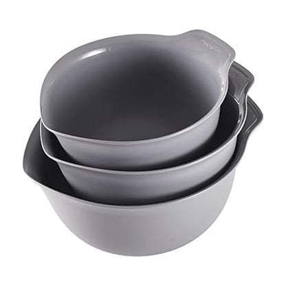 KitchenAid Universal Nesting Plastic Mixing Bowls, Set Of 3, 2.5 quart, 3.5 quart, 4.5 quart, Non Slip Base with Easy Pour Spout to Reduce Mess, Dishwasher Safe, Gray - color: Gray, size: Set of 3