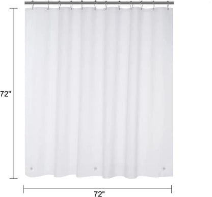 White Shower Curtain Liner 72 x 72 inch Plastic Shower Liner Washable Inside Shower Curtain Liner PEVA Shower Curtains for Bathroom with Magnets and Rustproof Metal Grommet Holes - color: Pure White, size: 72"W x 72"L (Pack of 1)
