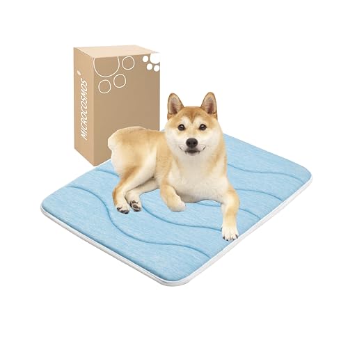 MICROCOSMOS 0.8" Thick Cooling Dog Foam Pad & Summer Pet Sleeping Mat, Machine Washable, Materials Safe, Portable Flat Pet Bed for Dogs.(Sky Blue, 24" x 18") - color: Sky Blue, size: 24"L x 18"W x 0.8"Th
