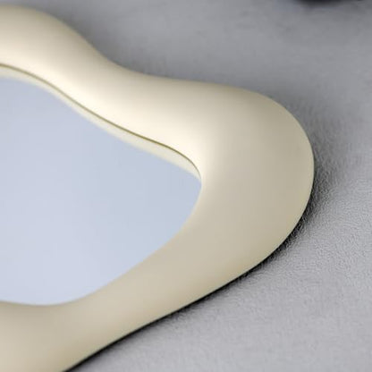 YCHMIR Small Wall Mirror Table Mount Vanity Mirror 10 “L x 8.8 ”W (Light Yellow) - color: Light Yellow