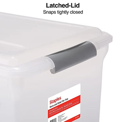 Staples Store & Slide Hanging File Box, Latch Lid, Letter/Legal Size, Clear - color: Clear, size: 1 Pack, style: Box (Latch Lid)