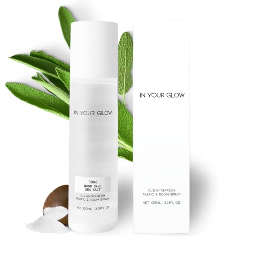 In Your Glow Fabric & Room Mist Spray– Long-Lasting Clean Scent, Unisex Luxury Fragrance & Odor Eliminator, 100ml- D006 WOOD SAGE SEA SALT