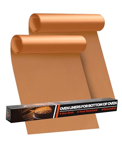 Oven Liners for Bottom of Oven - 2 Pack Large Heavy Duty Oven Mats, 17"x 25" Reusable Matt Liner for Electric, Gas, Toaster Ovens & Grills, BPA & PFOA Free, Kitchen Essentials, Copper - color: Copper, size: 2 Pack 17”x25”