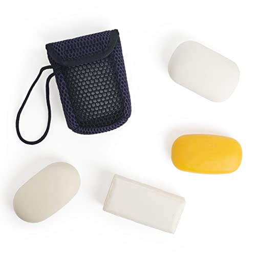 MainBasics Exfoliating Bar Soap Pouch Dual-Sided Body Scrubber - Fits Standard Size Soap Bars, Blue - style: Blue