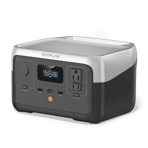 EF ECOFLOW Portable Power Station RIVER 2, 256Wh LiFePO4 Battery/ 1 Hour Fast Charging, 2 Up to 600W AC Outlets, Solar Generator (Solar Panel Optional) for Outdoor Camping/RVs/Home Use - style: RIVER 2