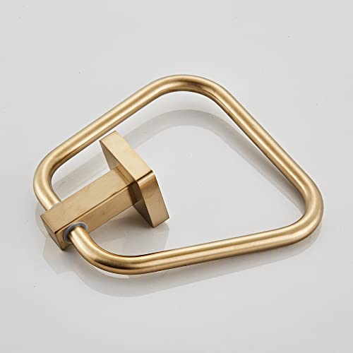 Brushed Gold Towel Ring for Bathroom, Kitchen Bath Towel Holder Hangers Wall Mount Heavy Duty Stainless Steel - color: Brushed Gold, size: 1 Pack