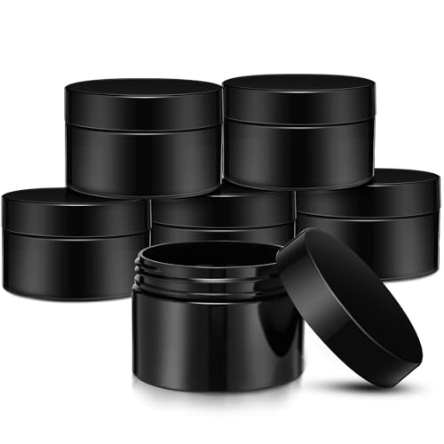 SATINIOR 6 Pack 2 oz Plastic Jars Containers with Lids Wide-mouth Refillable Leakproof Reusable Round Empty Jars for Travel Cosmetic Dry Food Spice Candy Cookie Home Kitchen Organizing(Opaque Black) - color: Opaque Black, size: 2 oz