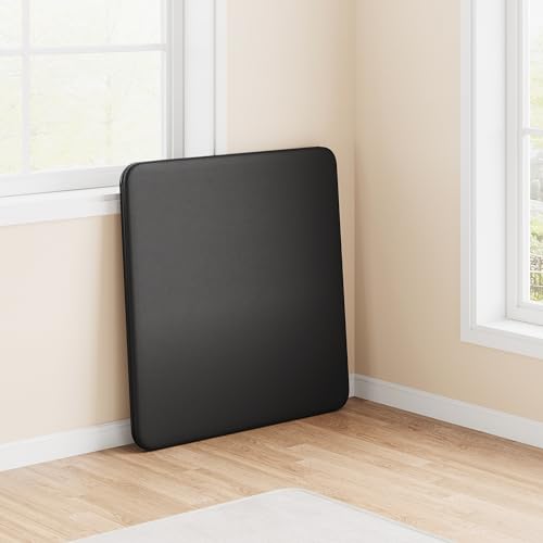 GarveeHome 33.6 in Folding Card Table, Portable Square Folding Table with PU Leather Soft Cushion, Foldable Table Suitable for Dining Room, Living Room, Office, Camping - color: Black